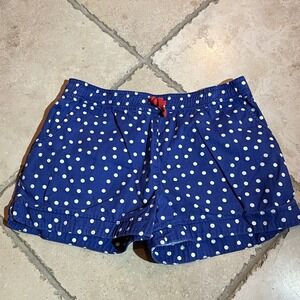 Mini Boden Girls Blue White Polka Dot Shorts Size 15Y Elastic Waist Cotton Heart